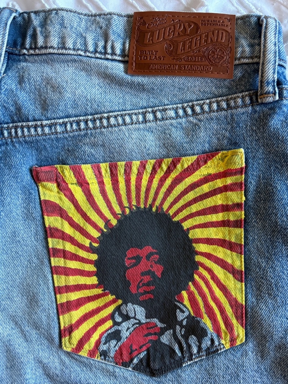 Limited edition Jimi Hendrix Voodoo Child Light Distressed Denim Cutoff Short